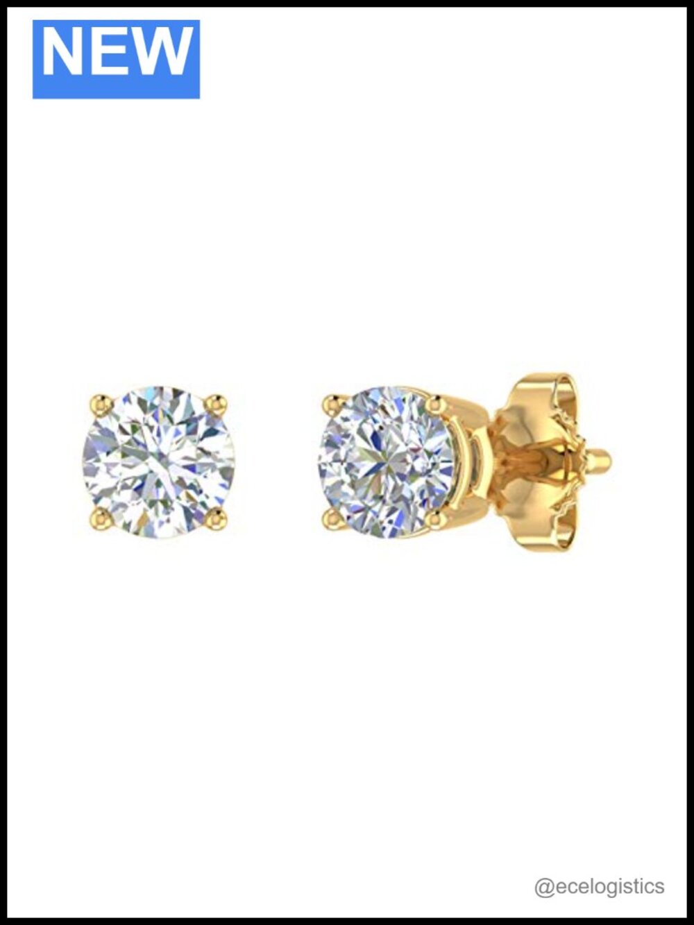 14K Yellow Gold Diamond Stud Earrings 0.45ctw Round 4-Prong